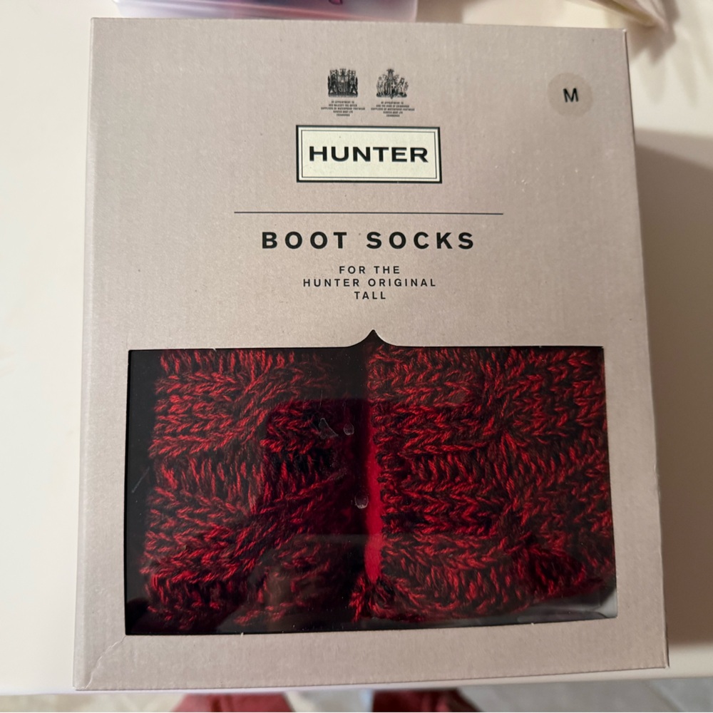 Hunter Women’s Red and Black Boot Socks for Tall Boot NIB